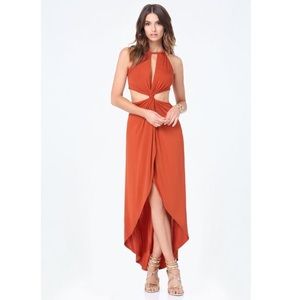 Bebe Front Twist Hi-Lo Dress Color: POTTERS CLAY